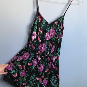 Black floral print romper!